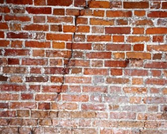 cracked clinker bricked wall