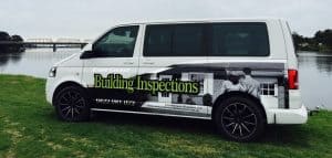 building Inspections work van on banks of Shoalhaven riverwith